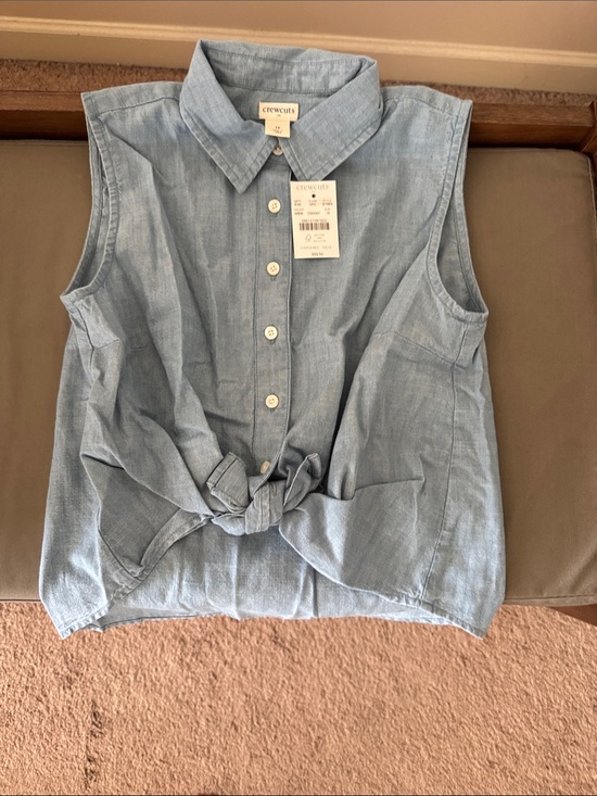 Crewcuts Other - Crewcuts Light Blue Tie-Front Sleeveless Button-Down Shirt